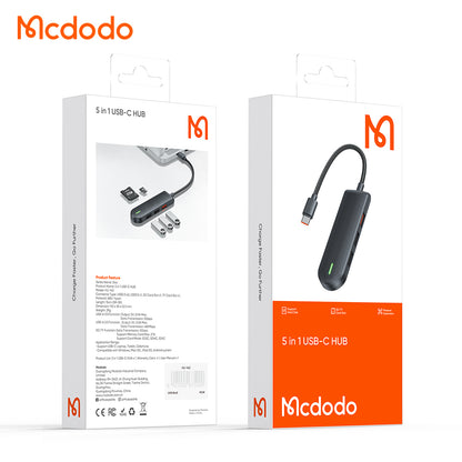 Hub USB-C McDodo HU-1430 Star, 5in1, Negru