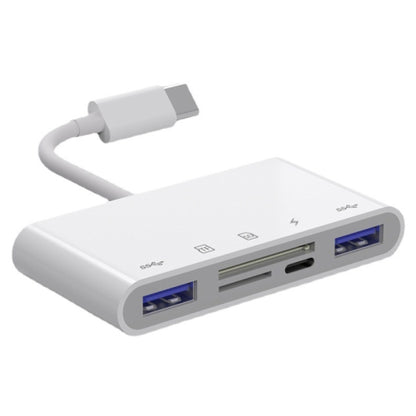 Koncentrator USB-C OEM NK-1032TC, 2 x USB-A - 1 x USB-C - 1 x SD - 1 x microSD, biały 