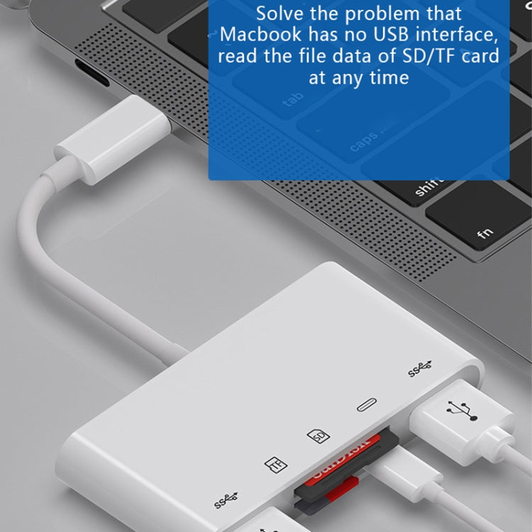 Koncentrator USB-C OEM NK-1032TC, 2 x USB-A - 1 x USB-C - 1 x SD - 1 x microSD, biały 