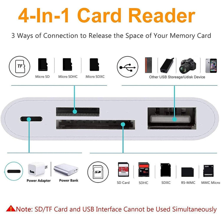 Hub USB-C OEM NK108LTC, 1 x USB-A - 1 x USB-C - 1 x SD - 1 x microSD, Alb