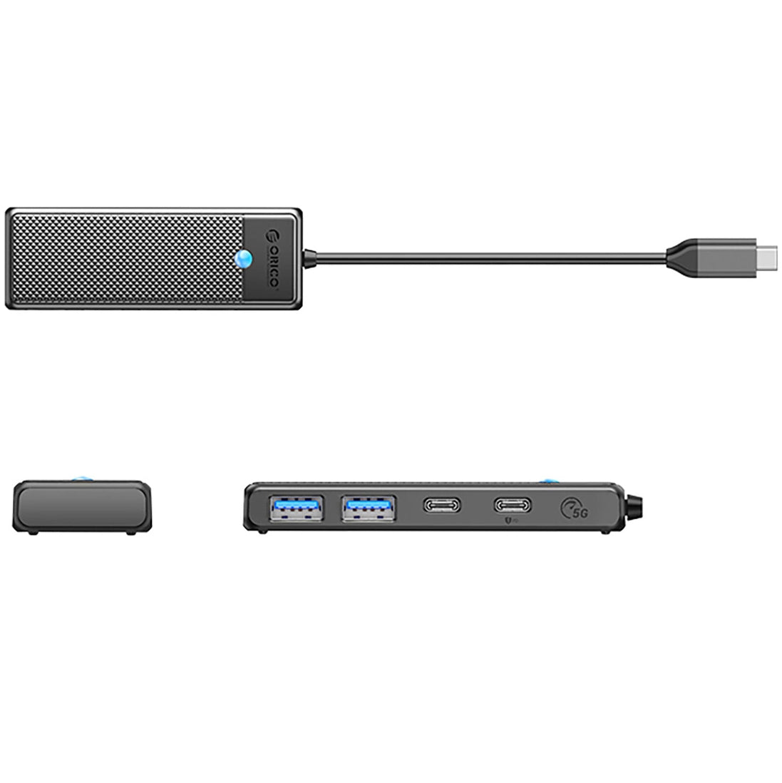 Hub USB-C Orico PAPW2AC-C3, 2 x USB-A 3.0 - 2 x USB-C, Negru