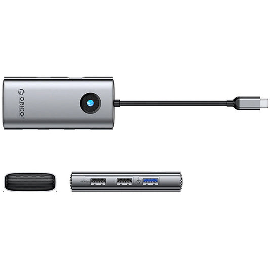 Hub USB-C Orico PW11-5P, 1 x USB-A 3.0 - 2 x USB-A - 1 x USB-C - 1 x HDMI, Gri