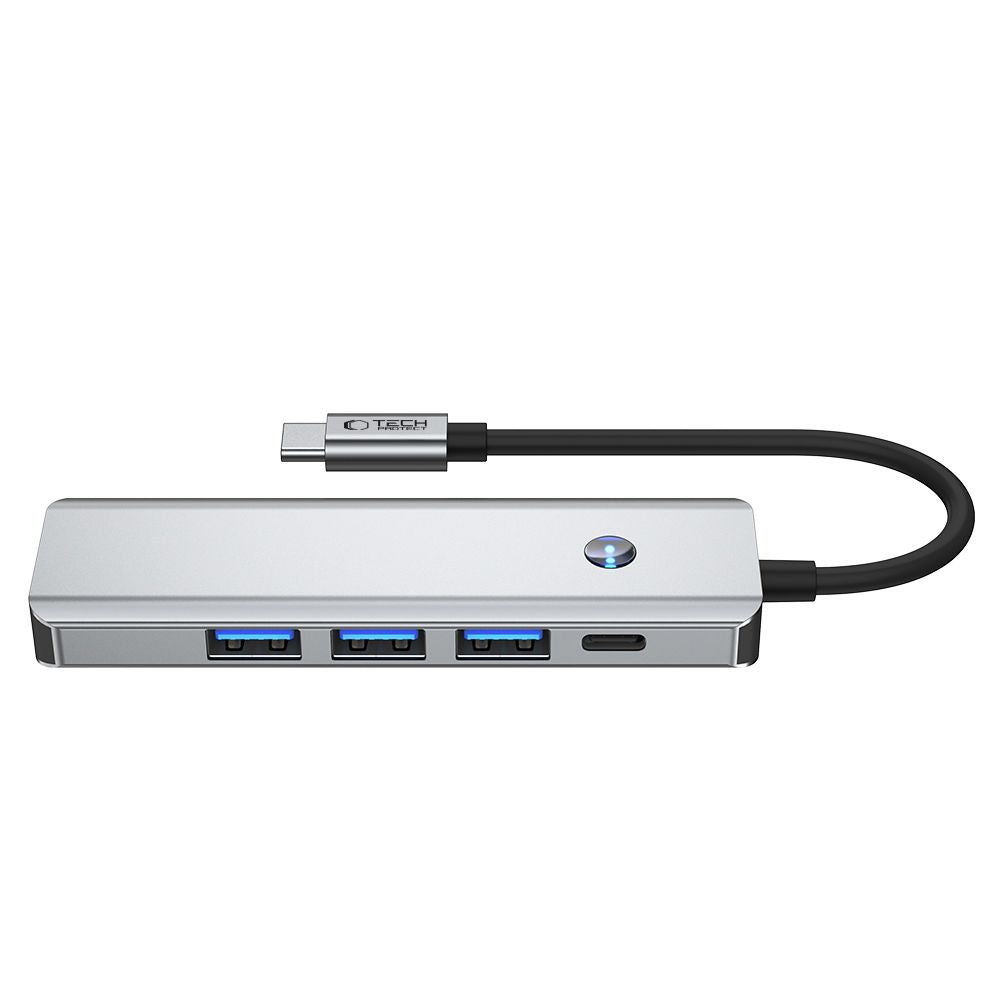 Hub USB-C Tech-Protect HB01, 1 x USB-A 3.0 - 2 x USB-A - 1 x USB-C - 1 x HDMI, Gri