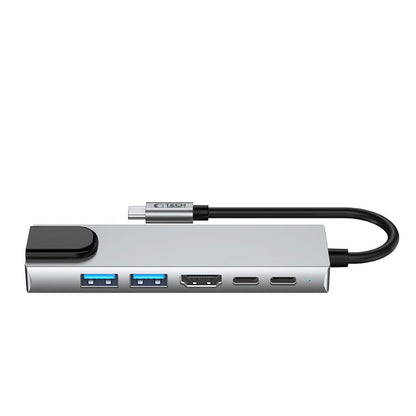 Hub USB-C Tech-Protect HB02, 1 x USB-A 3.0 - 1 x USB-A - 2 x USB-C - 1 x HDMI - 1 x RJ45, Gri