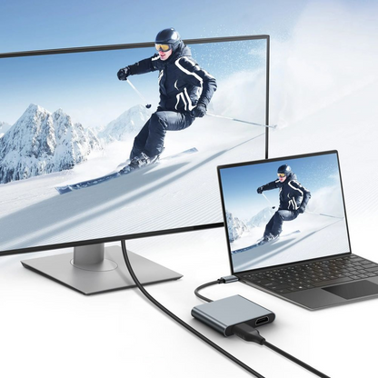 Hub USB-C Tech-Protect HB08, 1 x USB-A - 1 x USB-C - 2 x HDMI, Gri