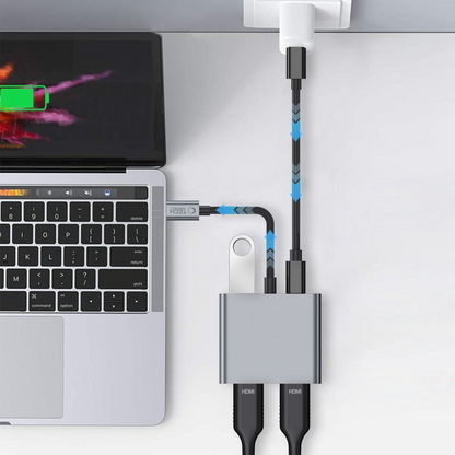 Hub USB-C Tech-Protect HB08, 1 x USB-A - 1 x USB-C - 2 x HDMI, Gri