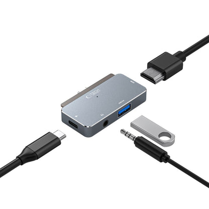 Hub USB-C Tech-Protect V6, 1 x USB-A - 1 x USB-C - 1 x HDMI - 1 x jack 3,5 mm, szary 