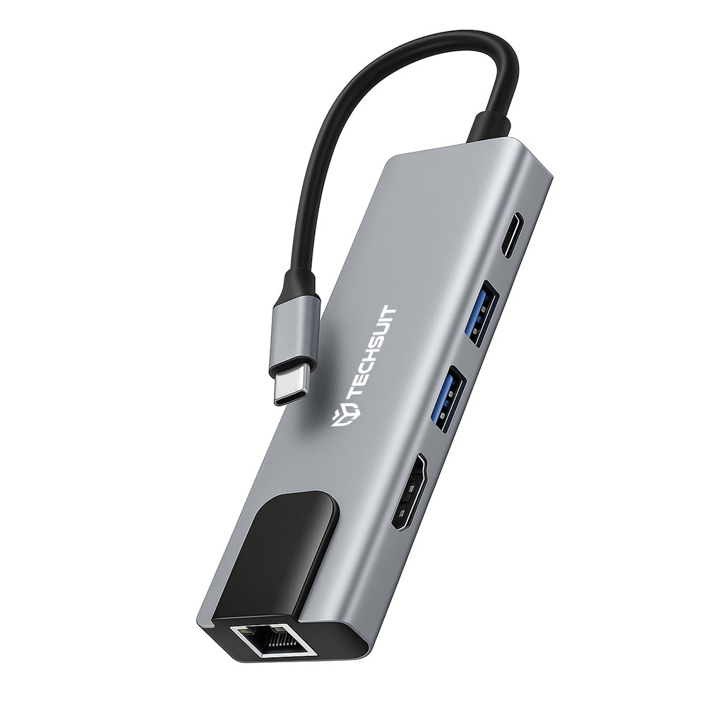 Hub USB-C Techsuit H1 NetBridge, 5in1, Gri