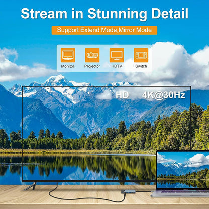 Hub USB-C Techsuit H1 NetBridge, 5in1, Gri