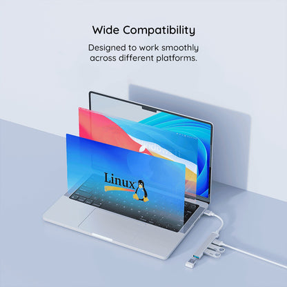 Hub USB-C Techsuit H18 PolarisBridge, 4in1, Gri Alb