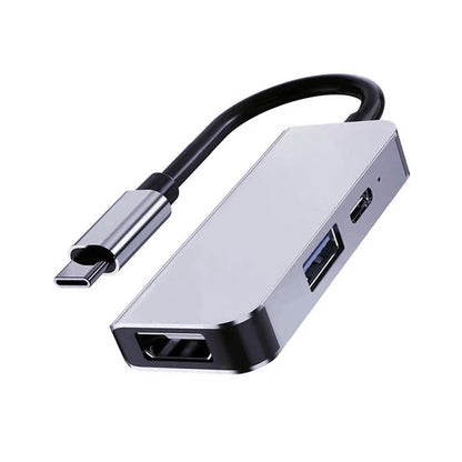 Hub USB-C Techsuit H4 TurboChargeX, 3in1, Gri