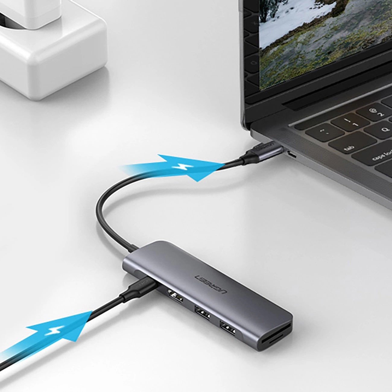 Hub USB-C UGREEN CM195 (15214), 2 x USB-A 3.0 - 1 x USB-C - 1 x HDMI - 1 x SD - 1 x microSD, Gri