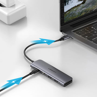 Hub USB-C UGREEN CM195 (15214), 2 x USB-A 3.0 - 1 x USB-C - 1 x HDMI - 1 x SD - 1 x microSD, Gri
