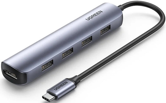 Hub USB-C UGREEN CM417, 4 x USB-A 3.2 - 1 x HDMI, Gri