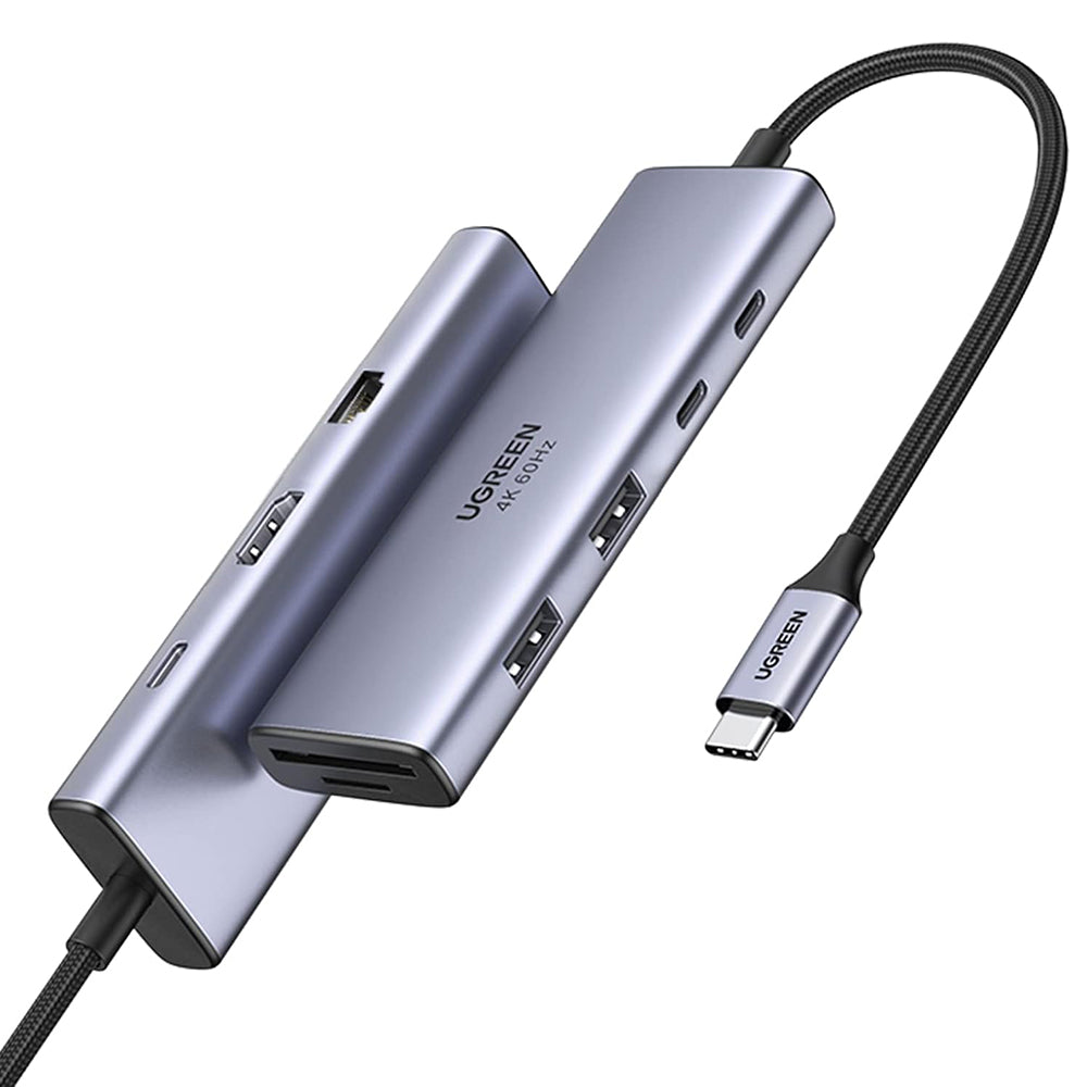 Hub USB-C UGREEN CM498 (15375), 2 x USB-A - 3 x USB-C - 1 x HDMI - 1 x RJ45 - 1 x SD - 1 x microSD, Gri