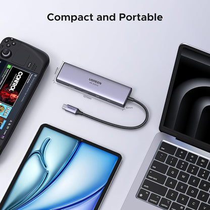 Hub USB-C UGREEN CM498 (15375), 2 x USB-A - 3 x USB-C - 1 x HDMI - 1 x RJ45 - 1 x SD - 1 x microSD, Gri