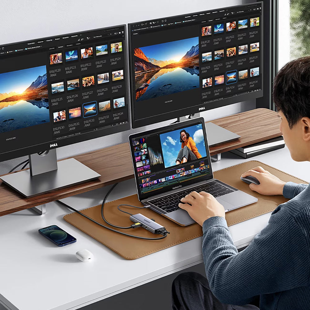 Hub USB-C UGREEN CM498 (15600), 3 x USB-A 3.0 - 1 x USB-C - 1 x HDMI - 1 x VGA - 1 x RJ45 - 1 x SD - 1 x microSD, Gri