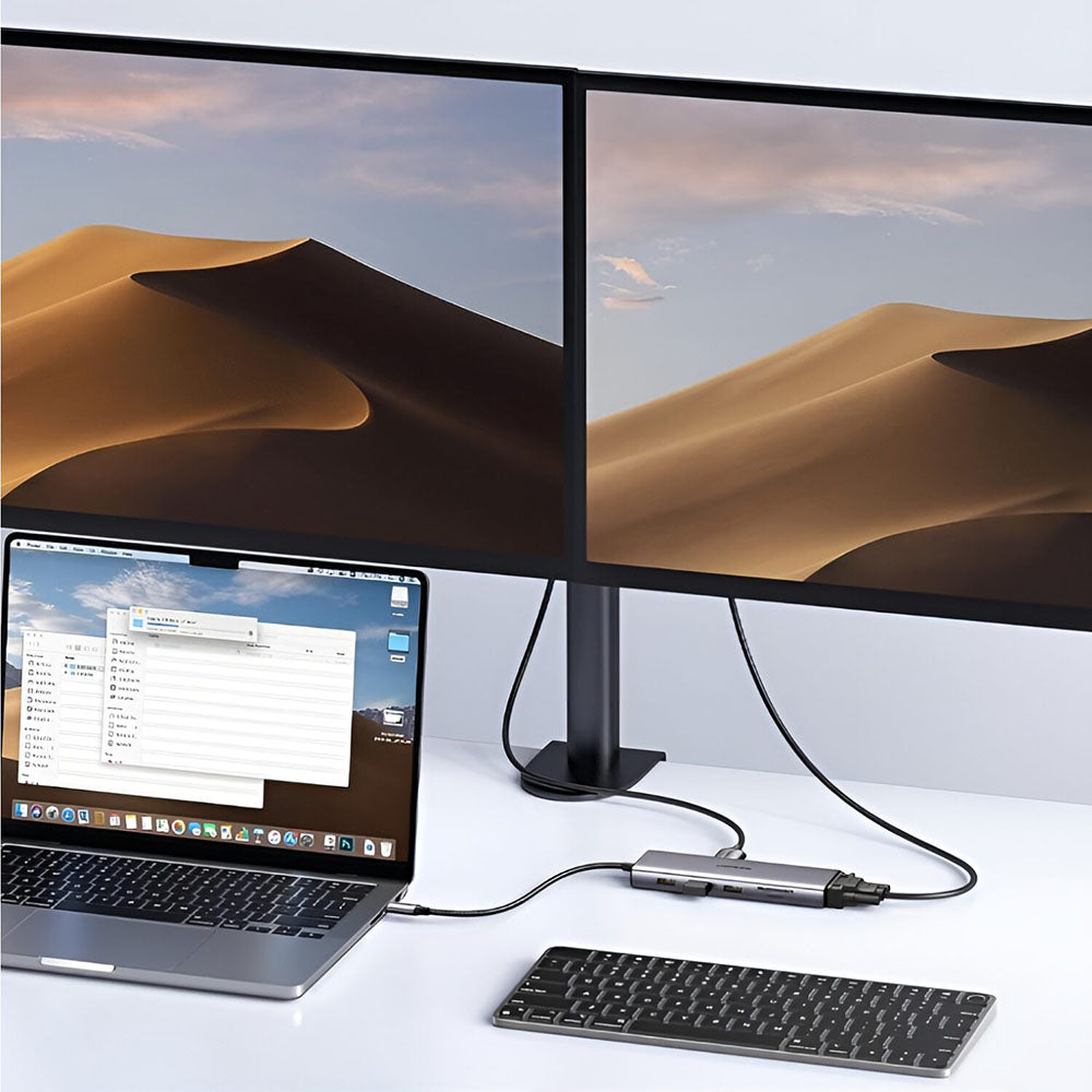 Hub USB-C UGREEN CM498 (15600), 3 x USB-A 3.0 - 1 x USB-C - 1 x HDMI - 1 x VGA - 1 x RJ45 - 1 x SD - 1 x microSD, Gri