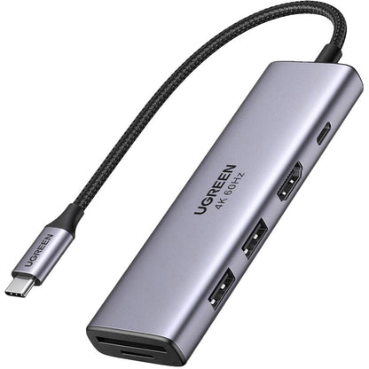 Hub USB-C UGREEN CM511 (60384), 2 x USB-A 3.0 - 1 x USB-C - 1 x HDMI - 1 x SD - 1 x microSD, Gri
