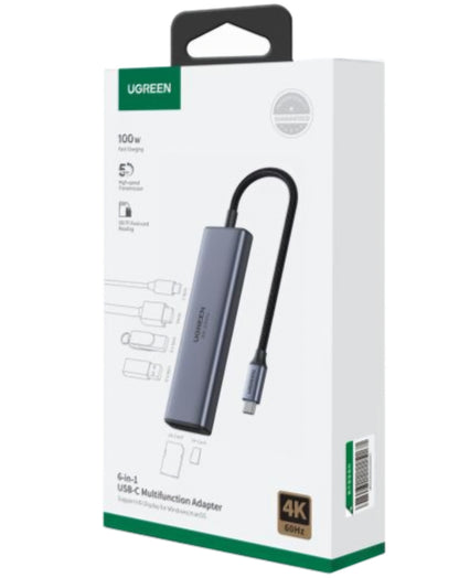 Hub USB-C UGREEN CM511 (60384), 2 x USB-A 3.0 - 1 x USB-C - 1 x HDMI - 1 x SD - 1 x microSD, Gri