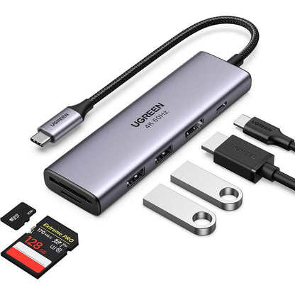 Hub USB-C UGREEN CM511 (60384), 2 x USB-A 3.0 - 1 x USB-C - 1 x HDMI - 1 x SD - 1 x microSD, Gri