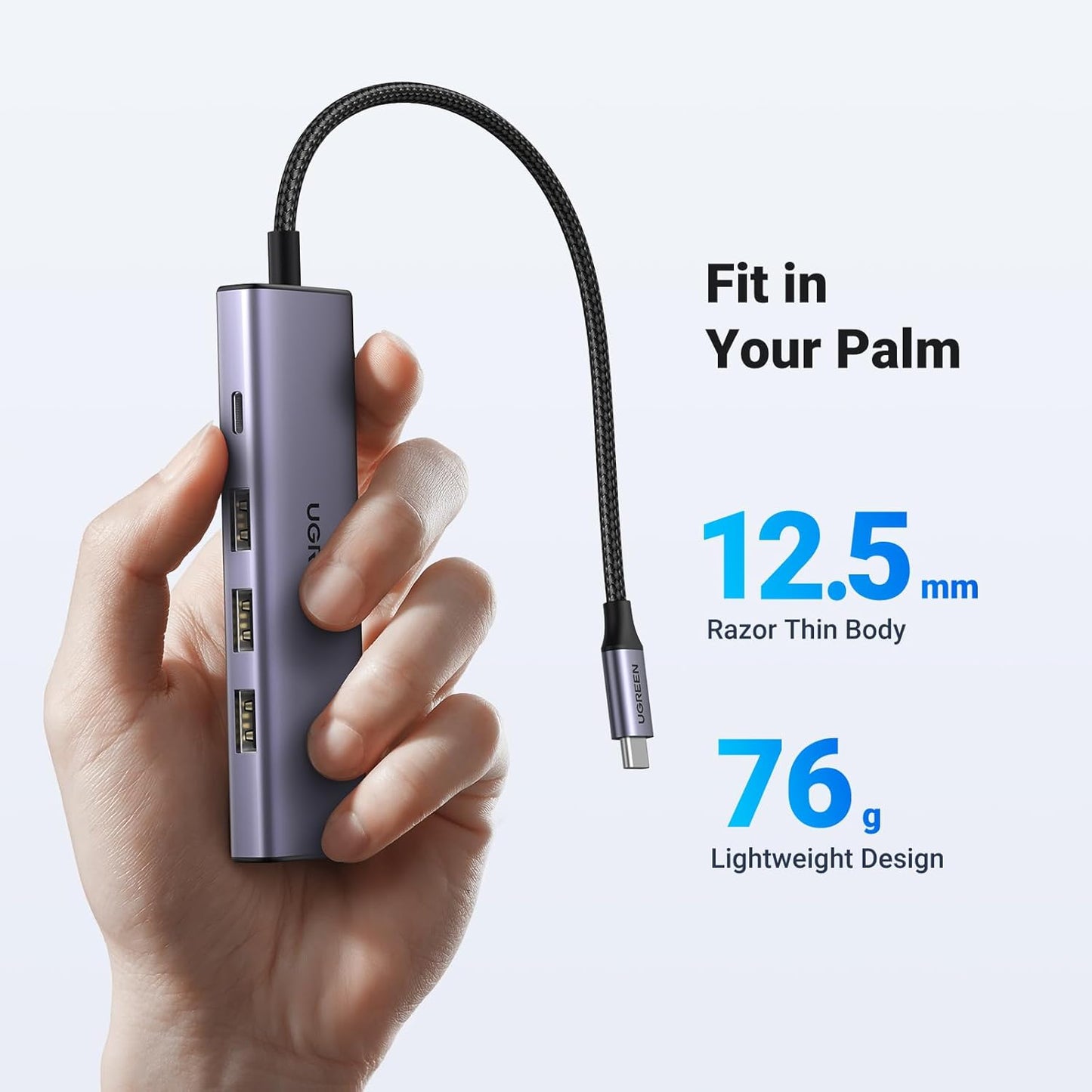 Hub USB-C UGREEN CM511, 3 x USB-A 3.0 - 1 x USB-C - 1 x HDMI, Gri