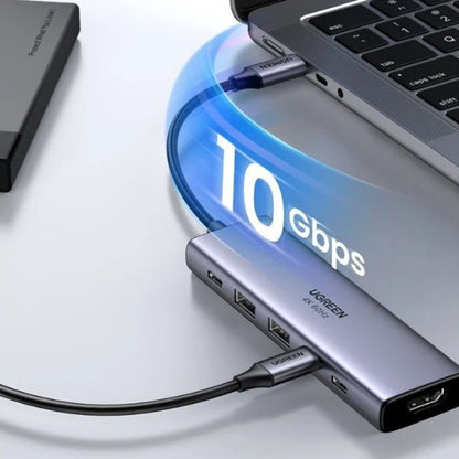 Hub USB-C UGREEN CM511 (35999), 2 x USB-A 3.2 - 3 x USB-C - 1 x HDMI, Gri