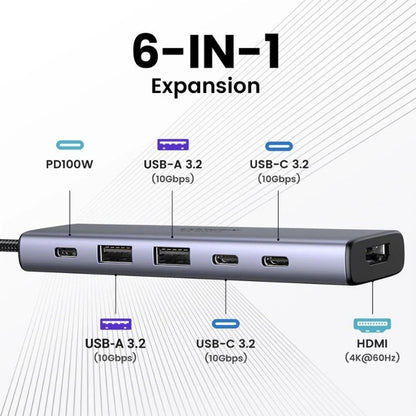 Hub USB-C UGREEN CM511 (35999), 2 x USB-A 3.2 - 3 x USB-C - 1 x HDMI, Gri