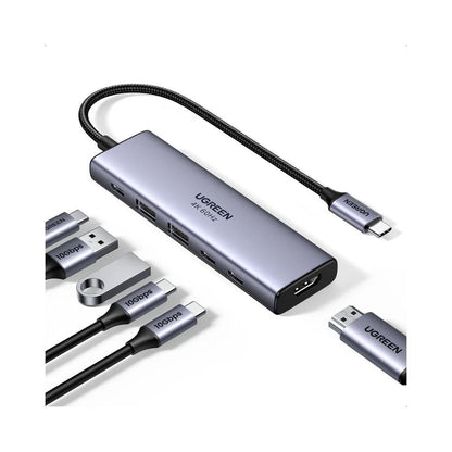 Hub USB-C UGREEN CM511 (35999), 2 x USB-A 3.2 - 3 x USB-C - 1 x HDMI, Gri