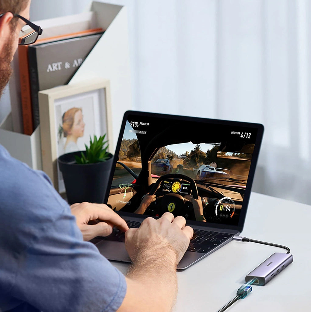 Hub USB-C UGREEN CM512, 2 x USB-A 3.0 - 1 x USB-C - 1 x HDMI - 1 x SD - 1 x microSD - RJ45, Gri