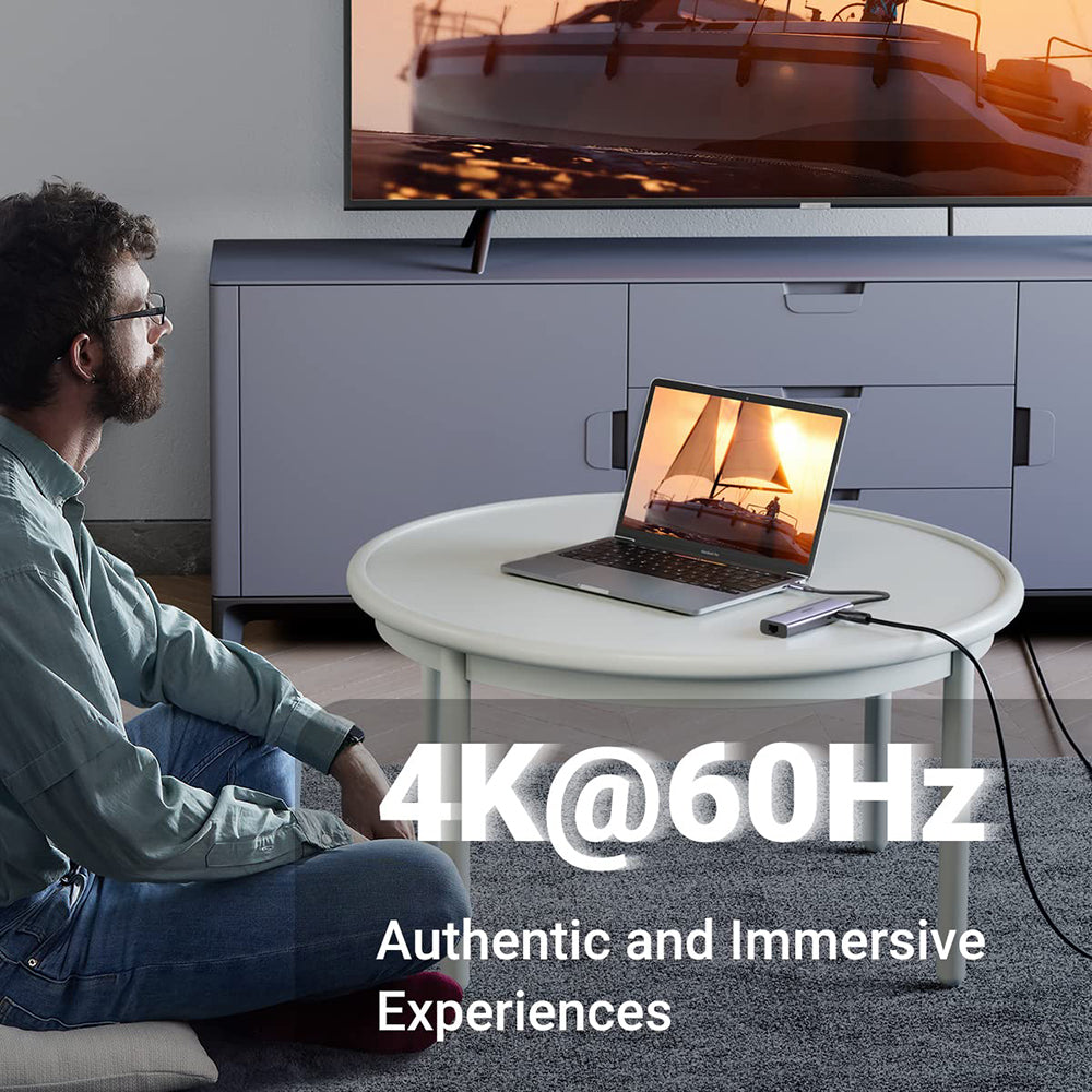 Hub USB-C UGREEN CM512 (60515), 2 x USB-A 3.0 - 1 x USB-C - 1 x HDMI - 1 x SD - 1 x microSD - 1 x RJ45, Gri