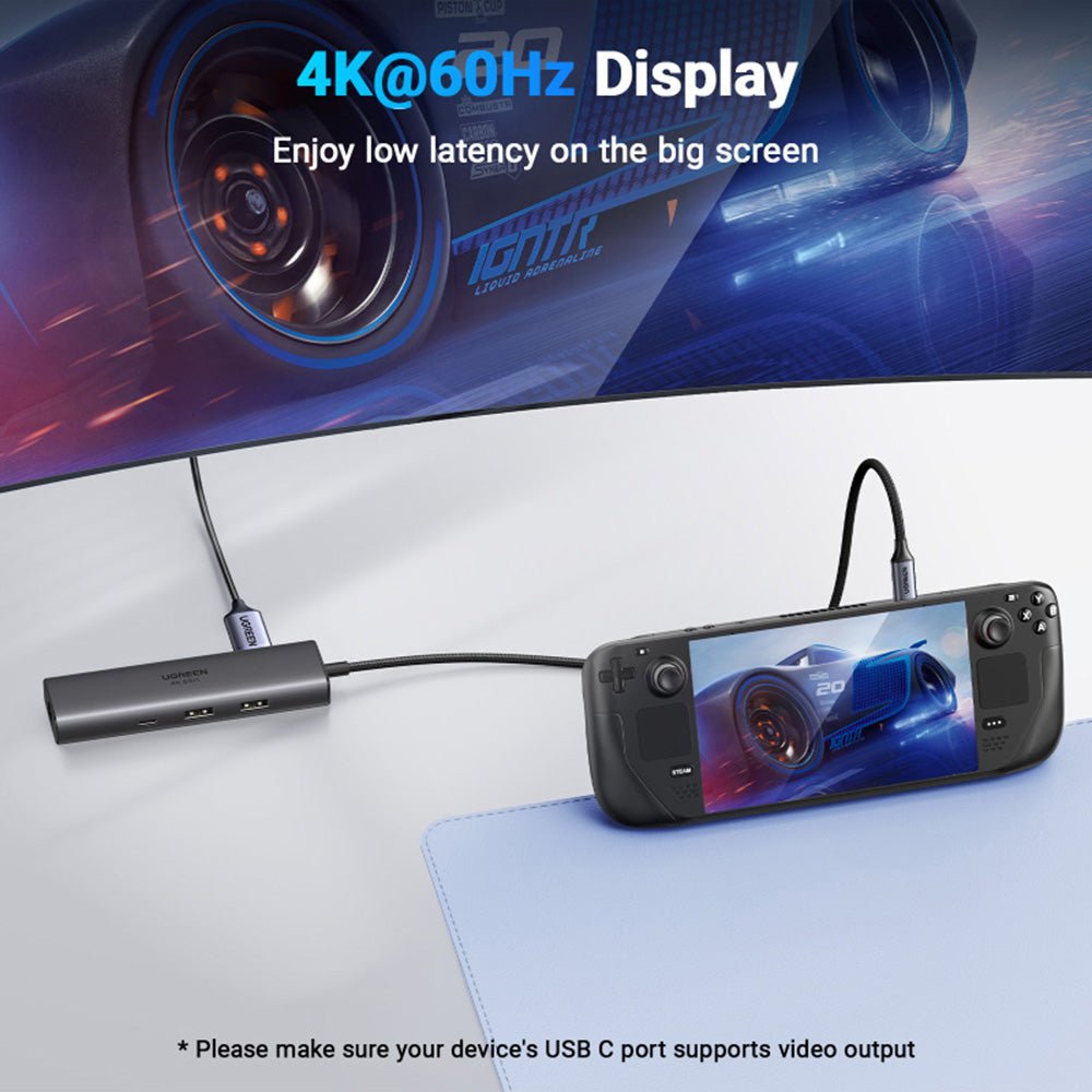 Hub USB-C UGREEN CM512 (45000), 2 x USB-A 3.2 - 2 x USB-C - 1 X HDMI - 1 x RJ45, Gri