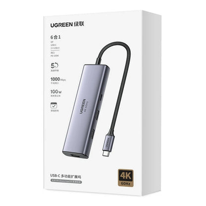 Hub USB-C UGREEN CM512 (75643), 6in1, Gri