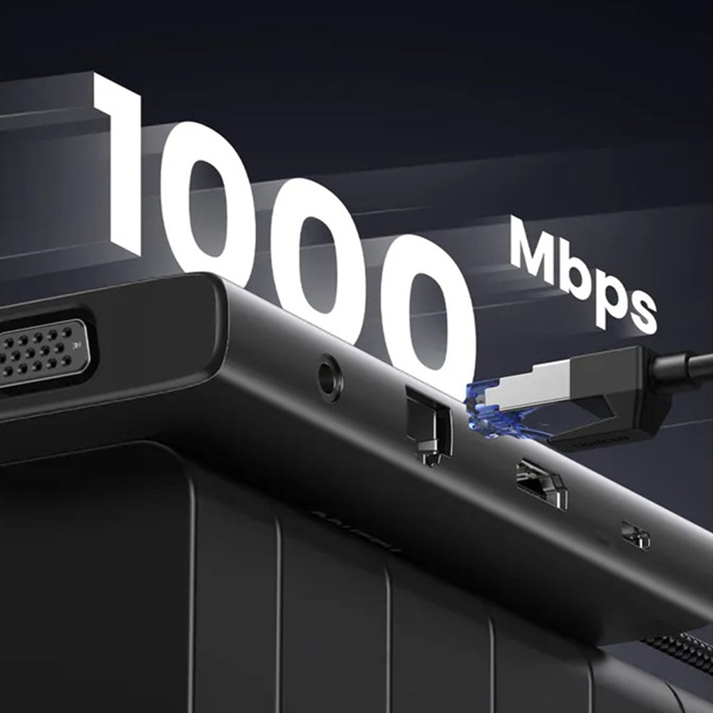 Hub USB-C UGREEN CM639 (45520), 2 x USB-A 3.2 - 3 x USB-C - 1 x HDMI - 1 x VGA - 1 x Jack 3.5mm - 1 x RJ45 - 1 x SD - 1 x microSD, Gri