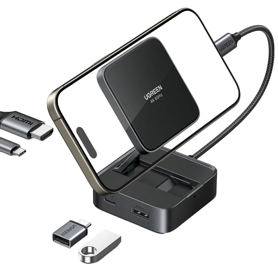 Hub USB-C UGREEN CM801, 1 x USB-A 3.0 - 2 x USB-C - 1 x HDMI, Gri