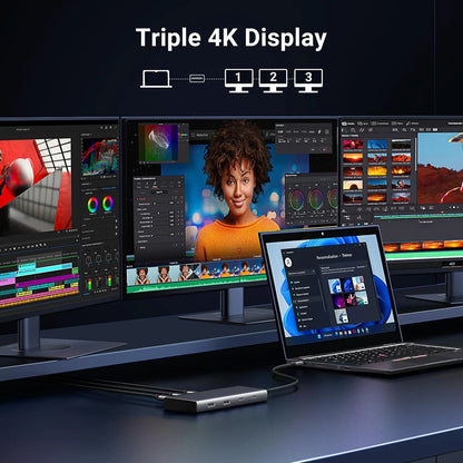 Hub USB-C UGREEN Revodok 308 CM639, 2 x USB-A 3.2 - 3 x USB-C - 1 x Display Port - 2 x HDMI, Gri