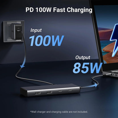 Hub USB-C UGREEN Revodok 308 CM639, 2 x USB-A 3.2 - 3 x USB-C - 1 x Display Port - 2 x HDMI, Gri