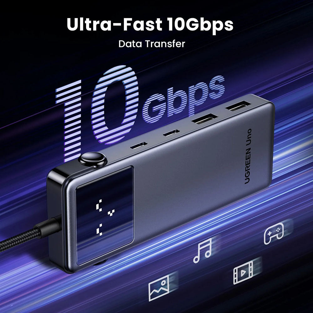 Hub USB-C UGREEN Uno (75177), 2 x USB-A 3.2 - 3 x USB-C - 1 x HDMI, Gri