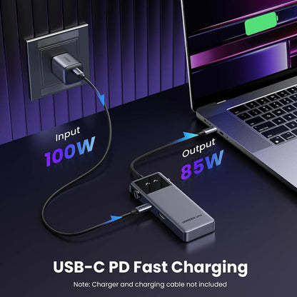 Hub USB-C UGREEN Uno (75177), 2 x USB-A 3.2 - 3 x USB-C - 1 x HDMI, Gri