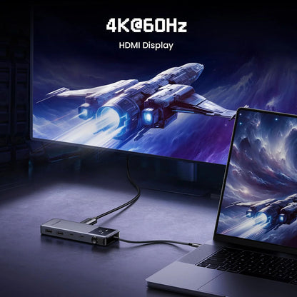 Hub USB-C UGREEN Uno (75177), 2 x USB-A 3.2 - 3 x USB-C - 1 x HDMI, Gri