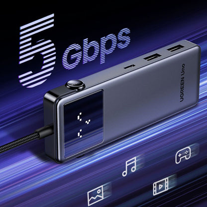 Hub USB-C UGREEN Uno (75179), 2 x USB-A - 2 x USB-C - 1 x HDMI - 1 x SD - 1 x microSD, Gri