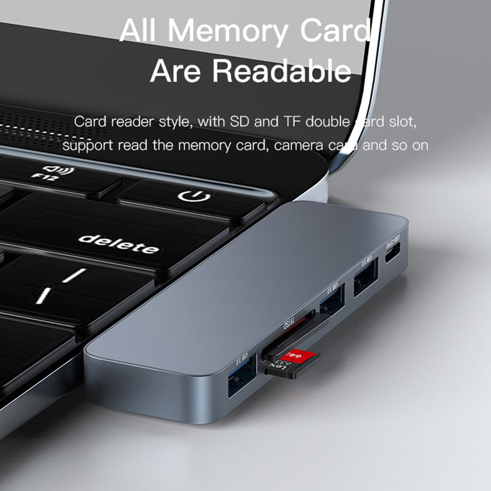 Hub USB-C Yesido HB10 pentru Apple MacBook Pro / Air, 6in1, Gri