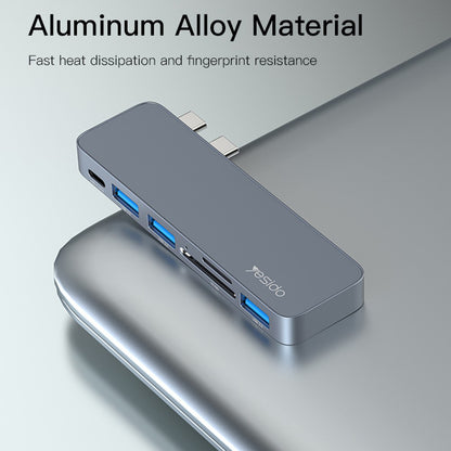 Hub USB-C Yesido HB10 pentru Apple MacBook Pro / Air, 6in1, Gri