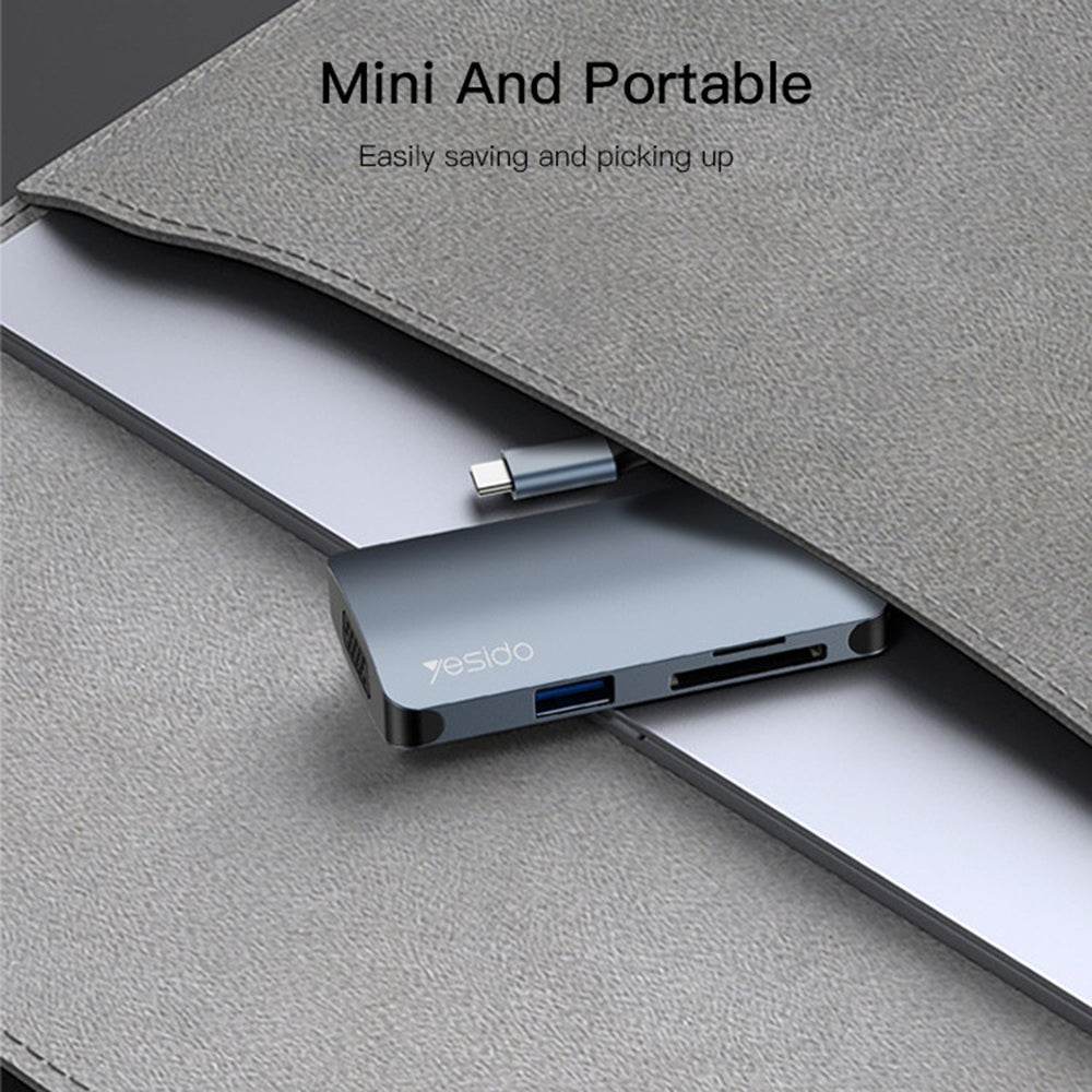 Hub USB-C Yesido HB16, 7in1, Gri
