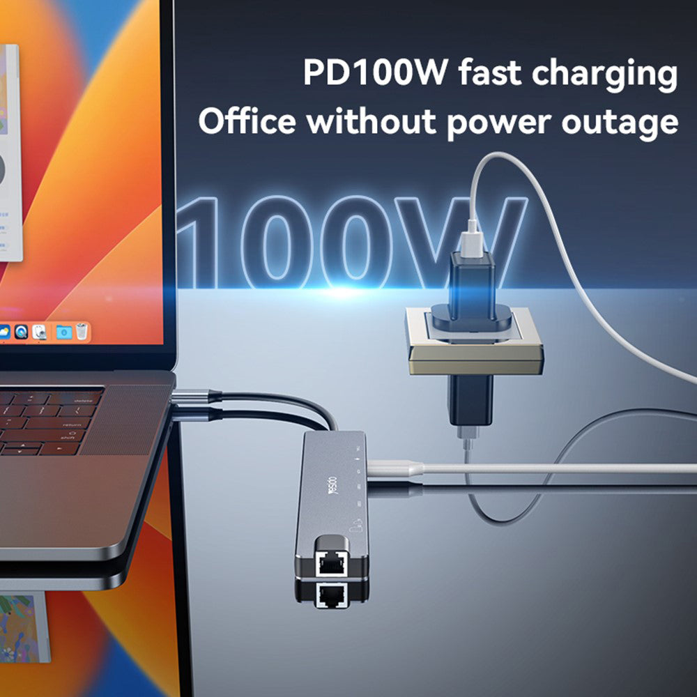 Hub USB-C Yesido HB27, 8in1, Gri