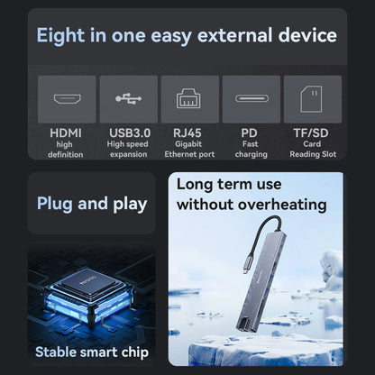 Hub USB-C Yesido HB27, 8in1, Gri