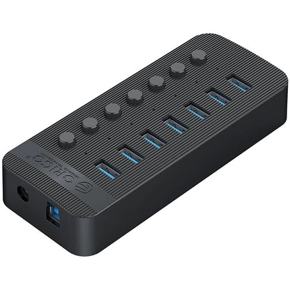 Hub USB Orico CT2U3-7AB, 7 x USB-A 3.0, Negru