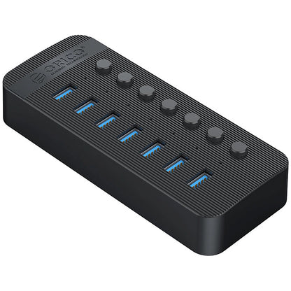 Hub USB Orico CT2U3-7AB, 7 x USB-A 3.0, Negru