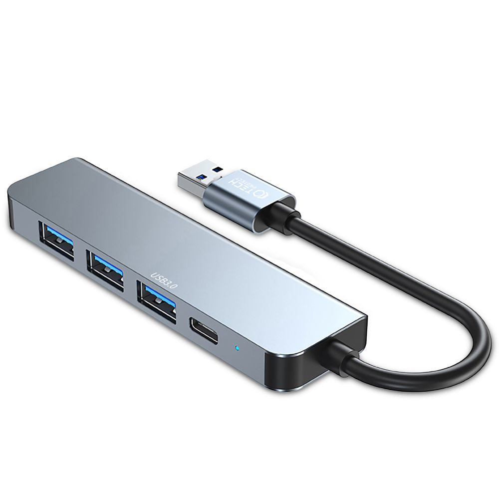 Hub USB Tech-Protect V0, 3 x USB-A 3.0 - 1 x USB-A - 1 x USB-C, Gri