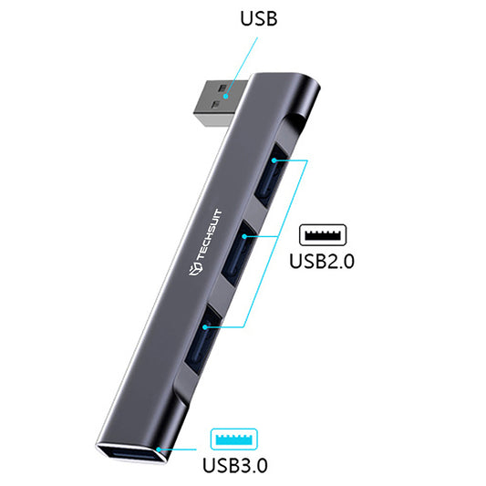 Hub USB Techsuit H14 ZenithDock, 4in1, Gri